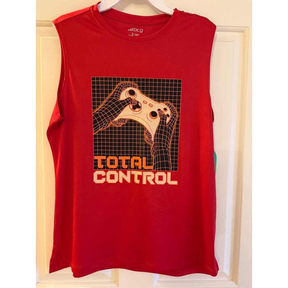 BCG Boys Red Total Control Gamer Muscle Tank Top Sleeveless Shirt Size L 14-16
